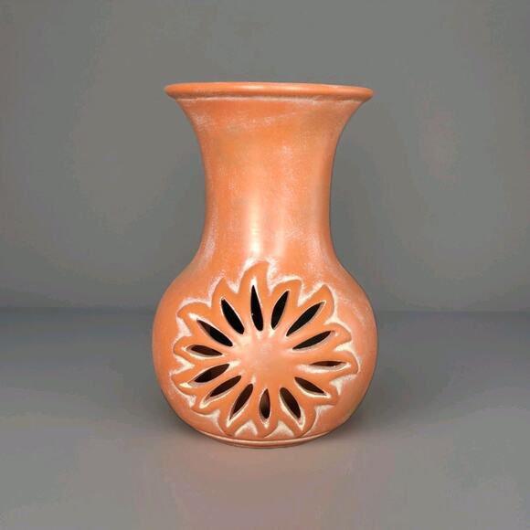 Vintage Retired Partylite Terra Cotta Tea Light Holder Sun Face/Burst PatioDecor - Picture 3 of 11